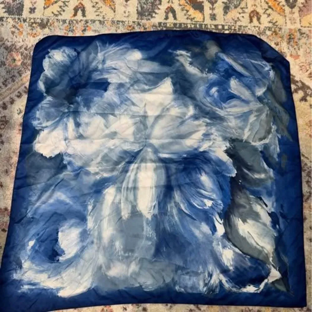 Blue Floral Square Scarf